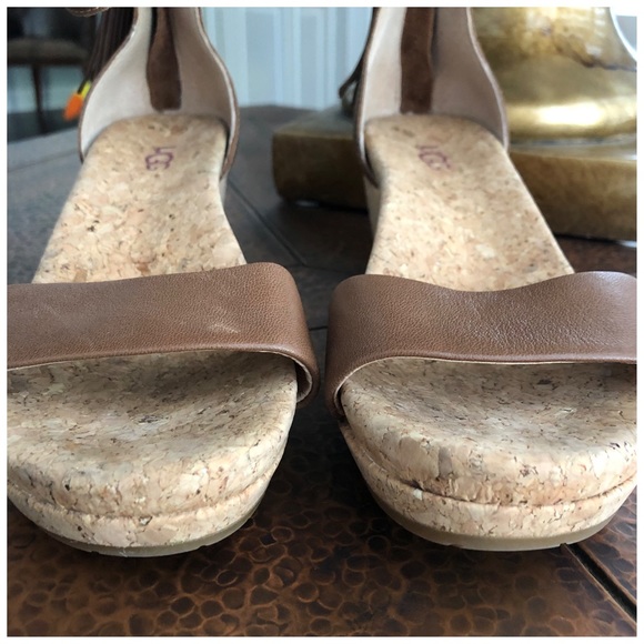 UGG LEATHER SANDALS SIZE 6 CHESTNUT - Picture 7 of 12